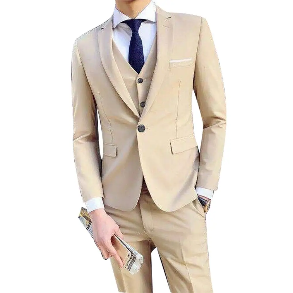 Top Trends: 2021 Men&#039;s Sets Three-piece Wedding Business Men Formal Suit Vest Blazer Pants Set Slim Fit Tuxedos Prom Party Blazer Shoppable Styles