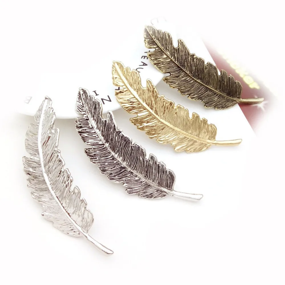 Top Trends: New Alloy Vintage Hair Clip Feather Leaf Shape Barrette Metal Hairpins For Women Lady Headwear Hair Accessories Shoppable Styles - Image 3