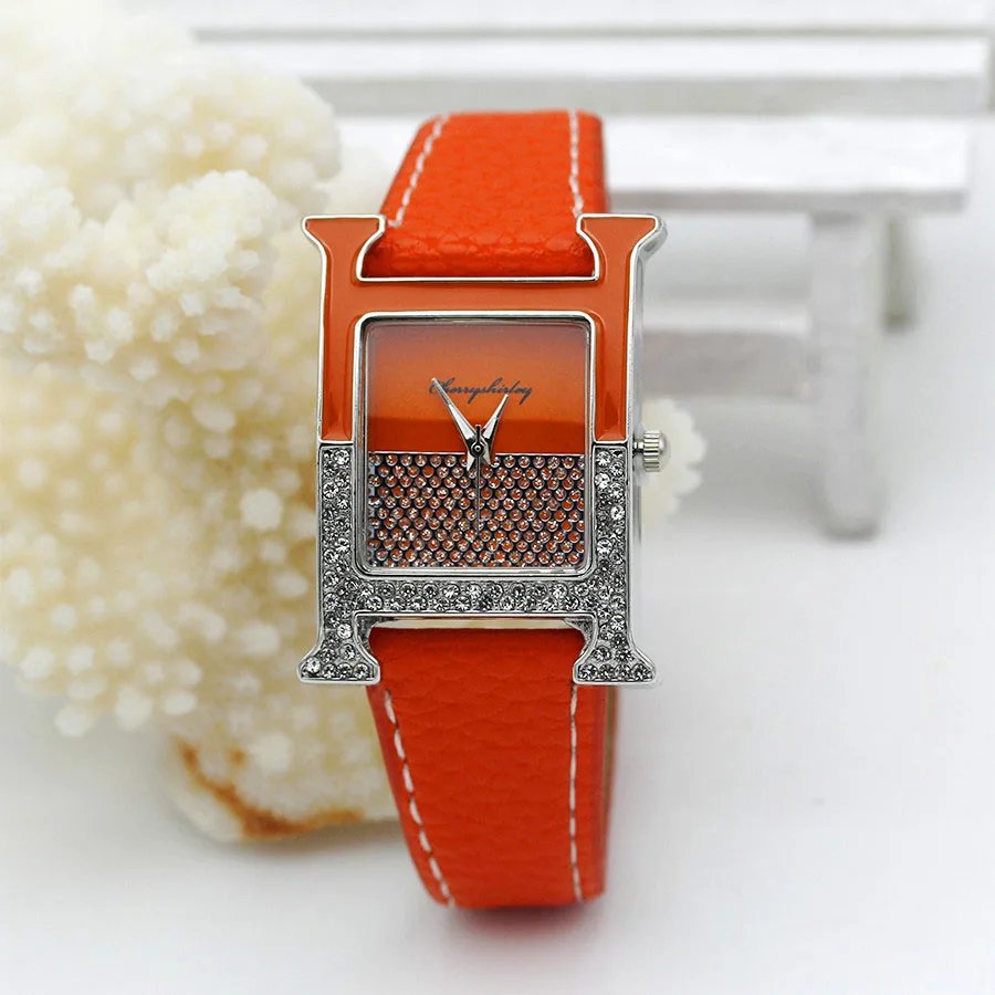 Top Trends: Casual Female Square Shaped WristWatch Leather Paint Rhinestone Designer Ladies Clock Women Dress Luxury Quartz Crystal Watch Shoppable Styles