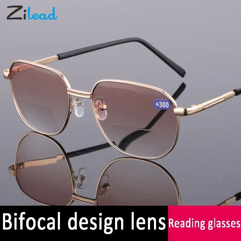 Top Trends: Zilead Reading Glasses Women Men Far And Near Bifocal Presbyopic Eyewear Double Light Metal Hyperopia Eyeglasses+ 1.5 2.0 2.5 3.0 Shoppable Styles