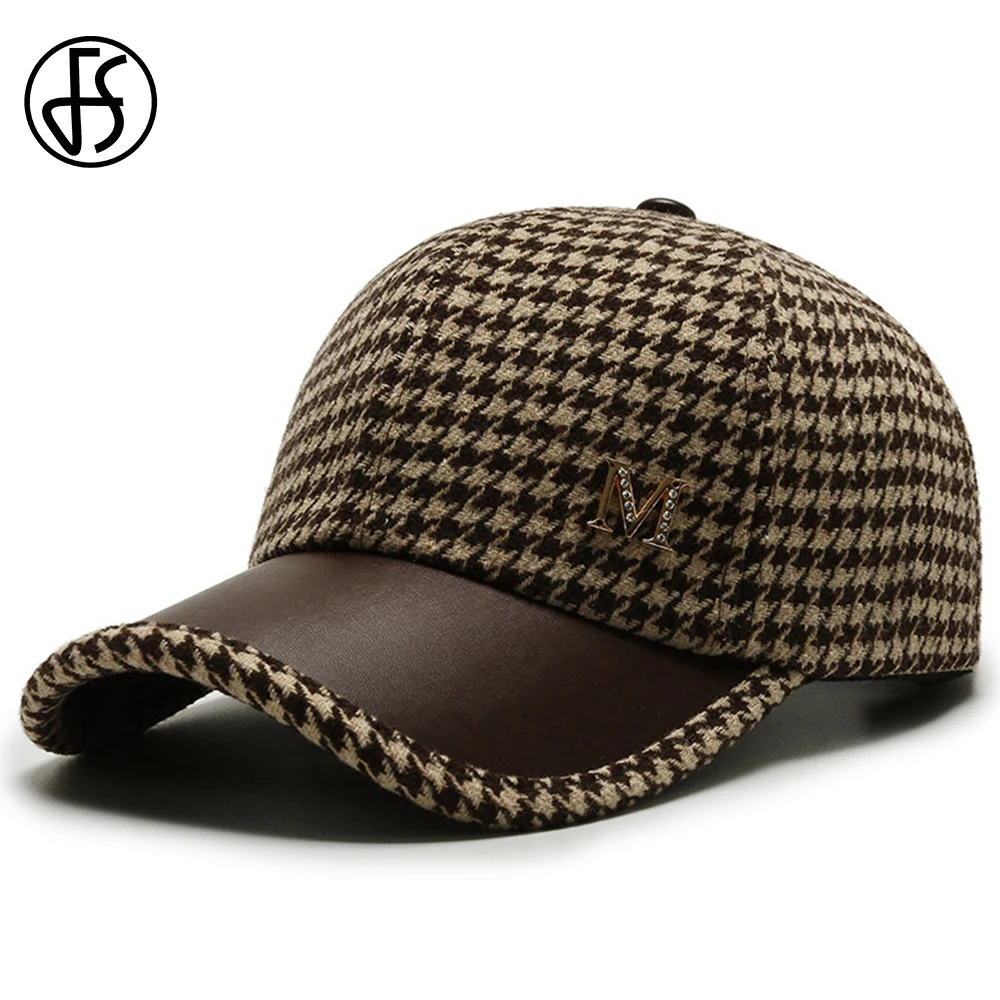 Top Trends: FS Brand British Plaid Baseball Caps For Men Luxury Women Designer Cap Spring Brown Houndstooth Snapback Hat Casquette Homme Shoppable Styles