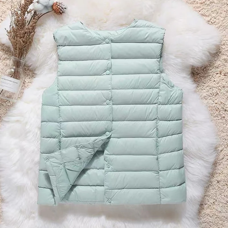 Top Trends: Ultra Light Women Duck Down Vest 2023 New Autumn Winter O-Neck Female Warm Waistcoat Portable Puffer Sleeveless Feather Jacket Shoppable Styles