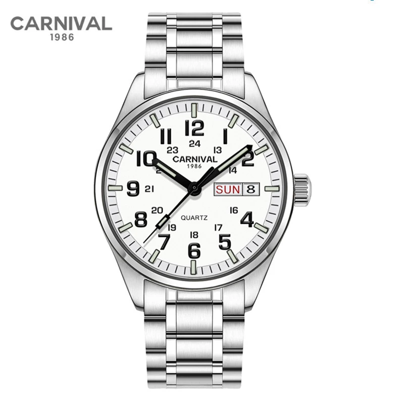 Top Trends: CARNIVAL Luxury Brand Watch For Men Luminous Hands Waterproof Solid Stainess Steel Quartz Wristwatches Men's Clock Reloj Hombre Shoppable Styles