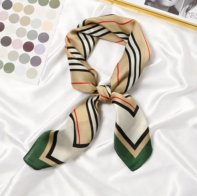 Top Trends: New 70x70cm Women Multifunction Polyester Silk Scarf Elegant Stripes Printed Casual Satin Small Square Wraps Scarves Shawl Shoppable Styles - Image 2