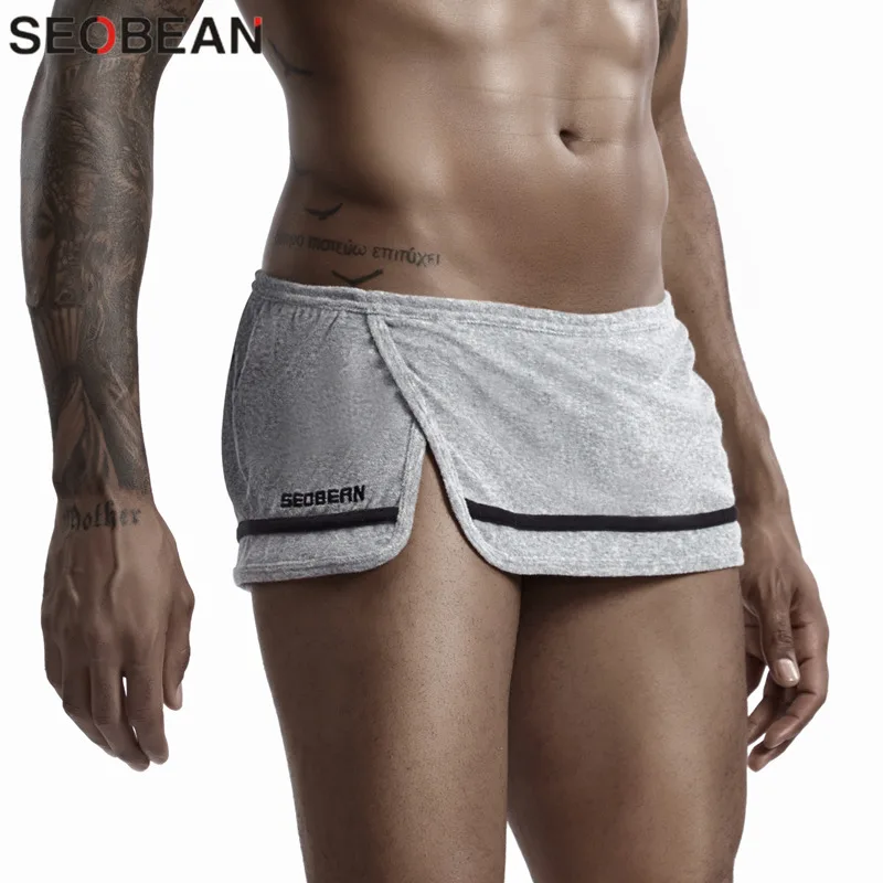 Top Trends: Sleepwear Men Pajamas Bottoms Sexy Men&#039;s Side Split Pajamas Shorts Loose Home Lounge Boxer Shorts Fashion Nightwear Shoppable Styles