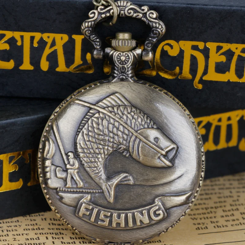 Top Trends: Fishing Fish Pocket Watches Fob Watch Relogio Masculino For Man Woman Clock Watch Birthday Gifts Shoppable Styles