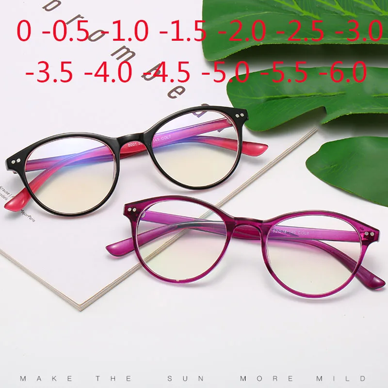 Top Trends: -0.5 -1 -1.5 -2 -2.5 -3 -3.5 -4 -4.5 -5 -5.5 -6 Finished Myopia Glasses Women Short-sight Eyewear Men Small Round Frame Glasses Shoppable Styles