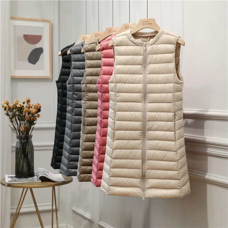 Top Trends: Down Jacket Woman Ultralight 2023 New Winter Coat For Women Long Duck Down Vest Portable Sleeveless Fashon Warm Waistcoat Shoppable Styles