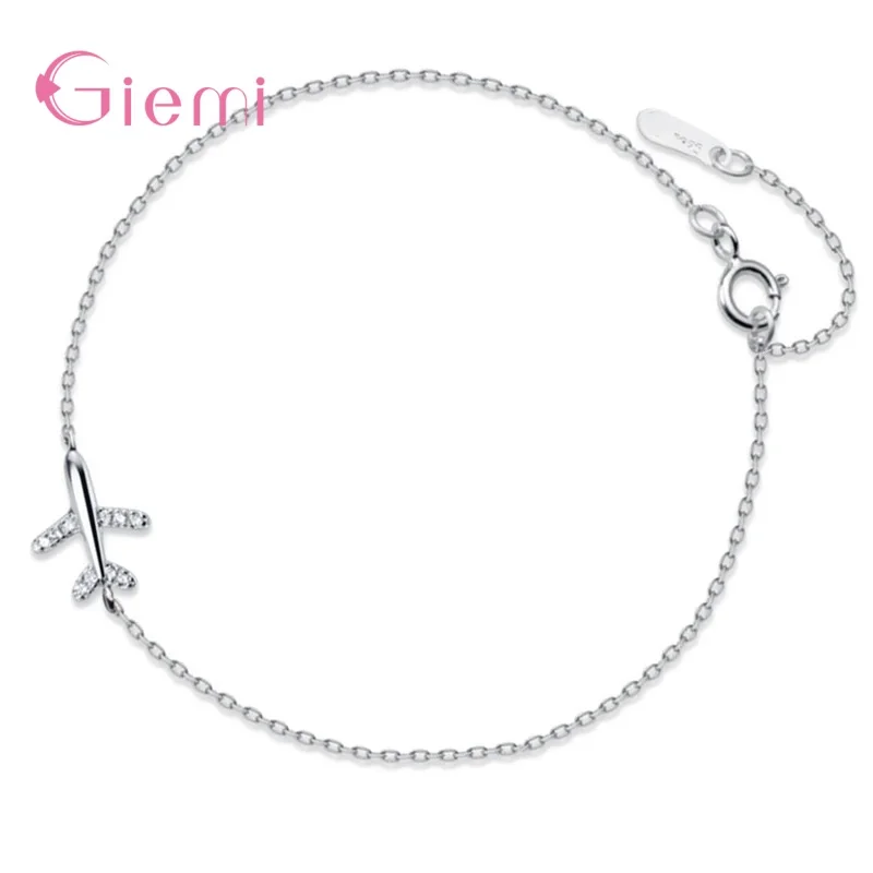 Top Trends: Cute Simple 925 Sterling Silver Jewelry Bracelet Female Crystal Aircraft Airplane Bracelet Temperament Hand Jewelry Gift Women Shoppable Styles