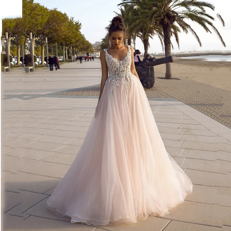 Top Trends: Verngo Country Beach Wedding Dress 2020 Blush Pink Tulle A Line Princess Wedding Gowns Backless Gilrs Formal Vestidos De 15 Shoppable Styles