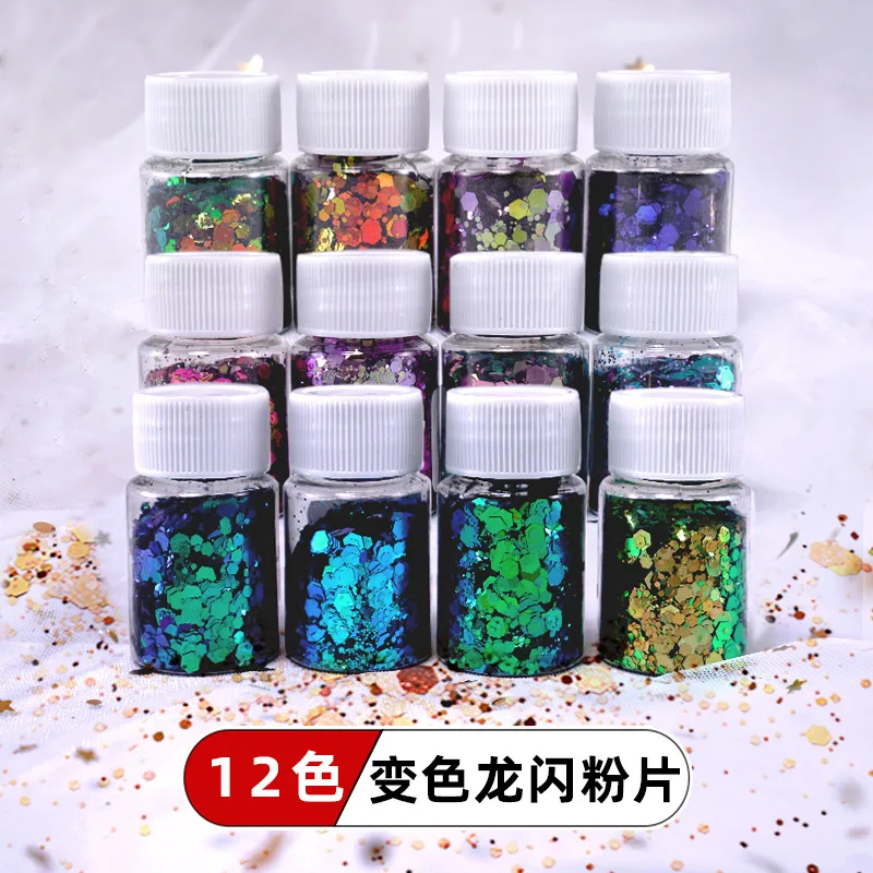 Top Trends: 12 Colors DIY Resin Shinning Filling Flash Glitter Laser Gradient Sequin Powder UV Epoxy Resin Pigment Nail Art Decoration Shoppable Styles