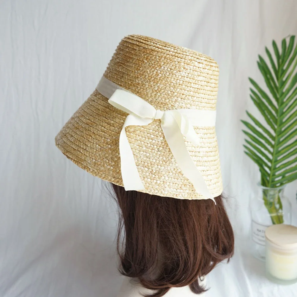 Top Trends: Handmade Summer Hats For Women Ladies Sun Hat Ribbon Bowknot Beige Straw Hat Adjuatble Beach Hat Wide Brim Kentucky Derby Hat Shoppable Styles - Image 5