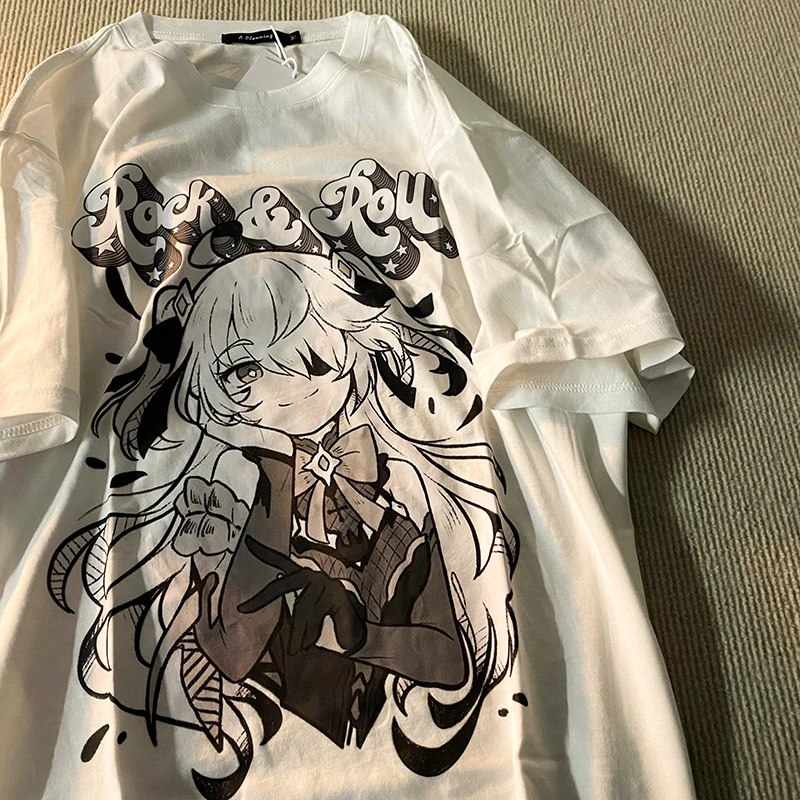 Top Trends: Harajuku Women's T-shirts Aesthetic Gothic Punk Cartoon Oversized T-shirt Female Summer Short Sleeve O-Neck Woman Clothes Tops Shoppable Styles