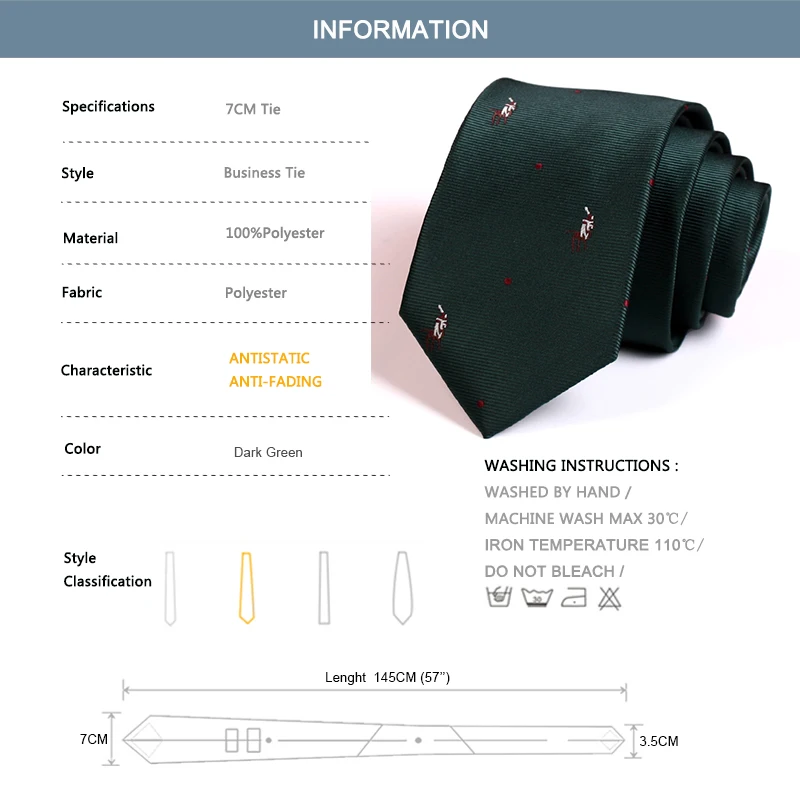 Top Trends: 7CM Luxury Brand Men's Business Tie High Quality Fashion Classical Ties For Men Wedding Work Green Necktie With Gift Box Shoppable Styles - Image 6