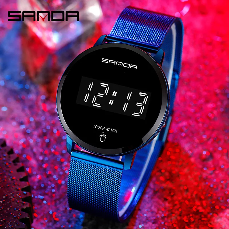 Top Trends: SANDA Top Brand Touch Screen Women Watches Led Digital Sport Ladies Wristwatch Luxury Mesh Steel Strap Fashion Female Clock Shoppable Styles - Image 4