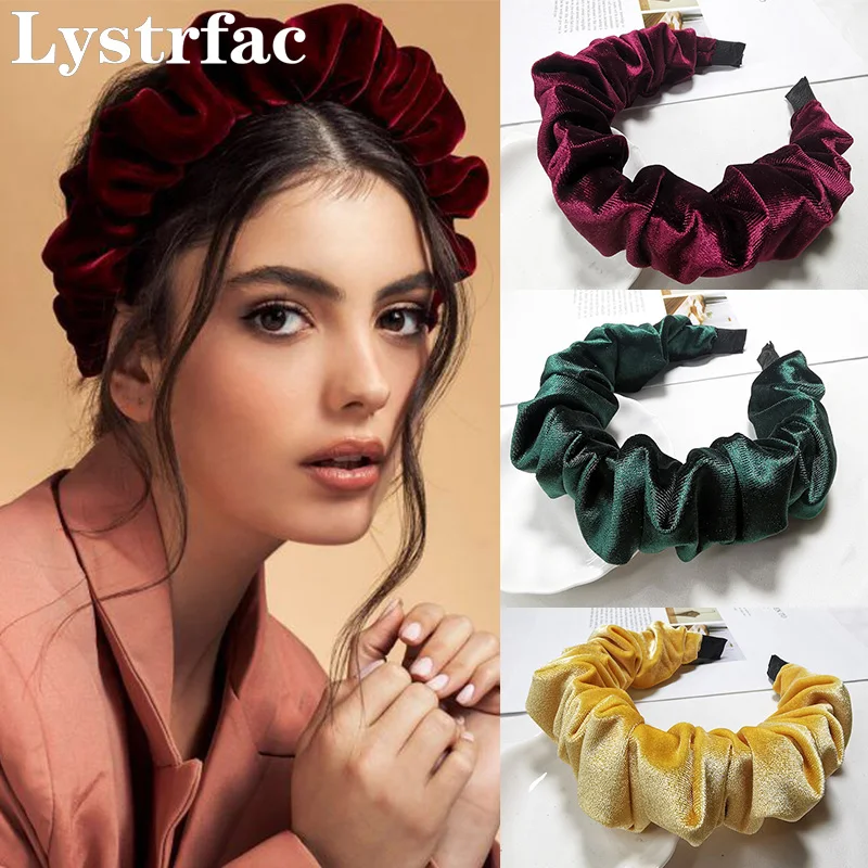 Top Trends: Lystrfac Velvet Padded Pleated Hairband For Women Scrunchies Headband Stylish Female Autumn Winter Vintage Hair Accessories Shoppable Styles