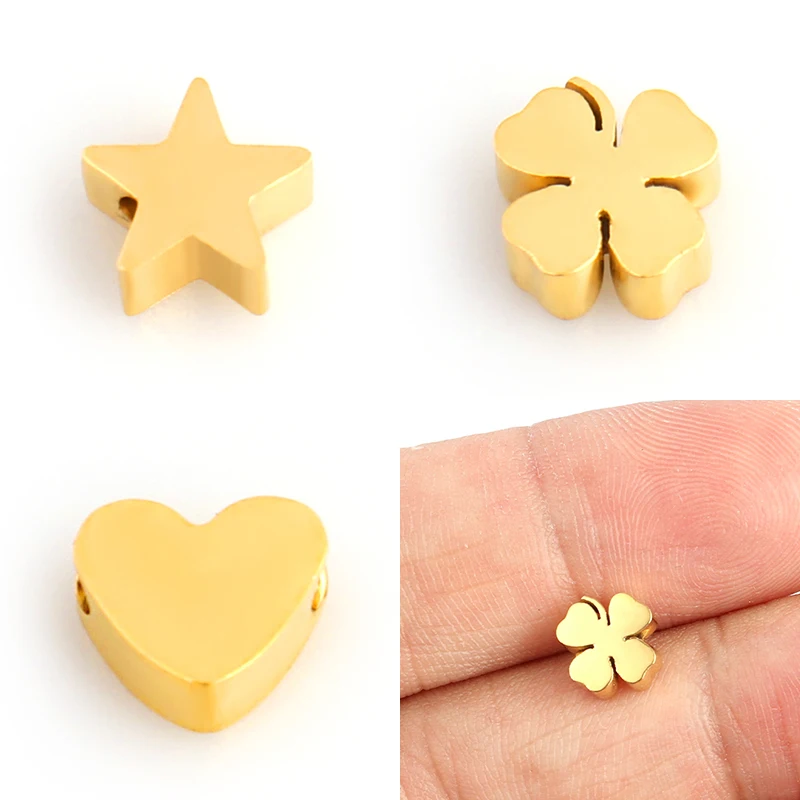 Top Trends: 5pcs / lot Stainless Steel Pendant Leaf Charms For Jewelry Making Star Heart Pendant DIY Jewelry Charms Accessories Freeshipping Shoppable Styles