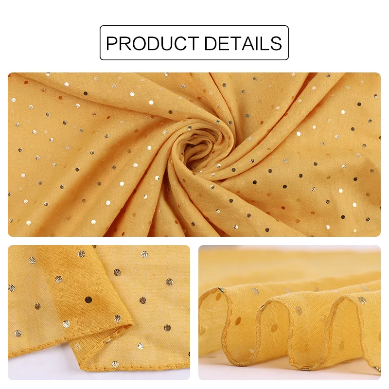 Top Trends: 2023 Women Plain Lurex Glitter Loop Dot Viscose Scarf Ladies Shimmer Shawls And Wraps Pashmina Stole Muslim Hijab Sjaal 180*70Cm Shoppable Styles - Image 3