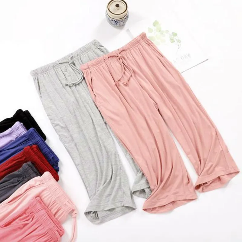 Top Trends: Women&#039;s Pajamas Pant Summer Cropped Trousers Modal Comfortable Home Pants Sports Lounge Wear Large Size Sleepwear Pant M-3XL Shoppable Styles