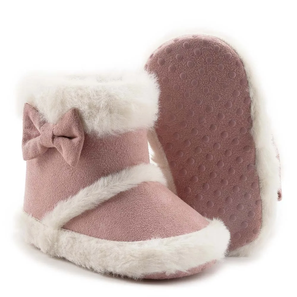 Top Trends: Baby Shoes Newborn Warm Winter Booties Christmas Socks Cute Bow Fleece Snow Boot Soft Toddler Boys Girls Anti-slip Crib Shoes Shoppable Styles - Image 4