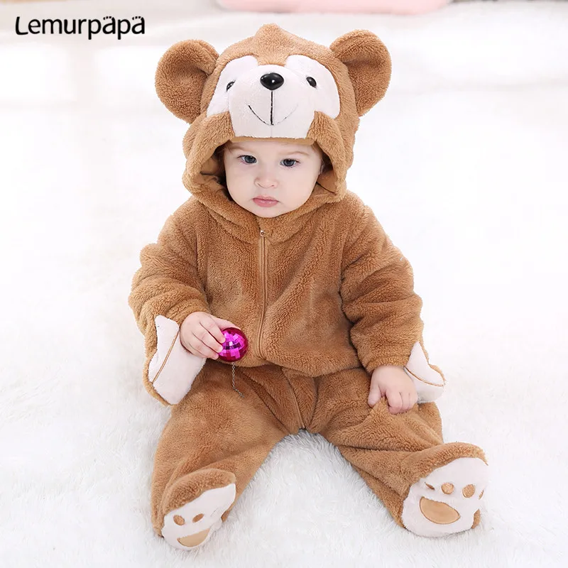 Top Trends: Baby Boy Girl Clothes Romper Onesie Newborn Cartoon Bear Costume Funny Rompers Flannel Warm Winter Infant Clothing Shoppable Styles