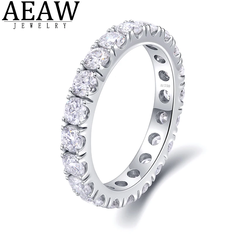 Top Trends: AEAW Solid 14K White Gold Round Lab Grown Diamond CVD HPHT Enternity Full Diamond Band 2.5mm 1.5ctw DF Color For Women Shoppable Styles