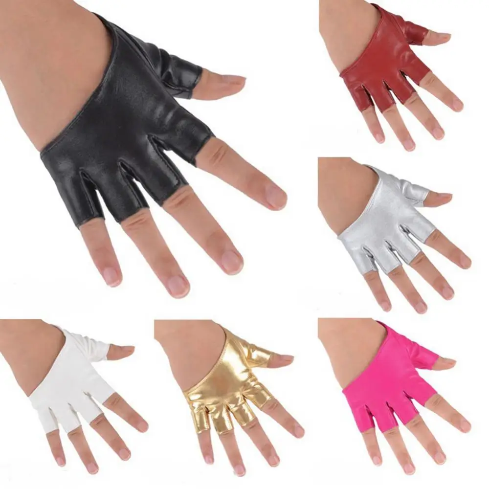 Top Trends: Hot Selling Women&#039;s Fashion Half Finger Faux Leather Short Gloves Half Palm PU Leather Fingerless Cosplay Gloves Shoppable Styles