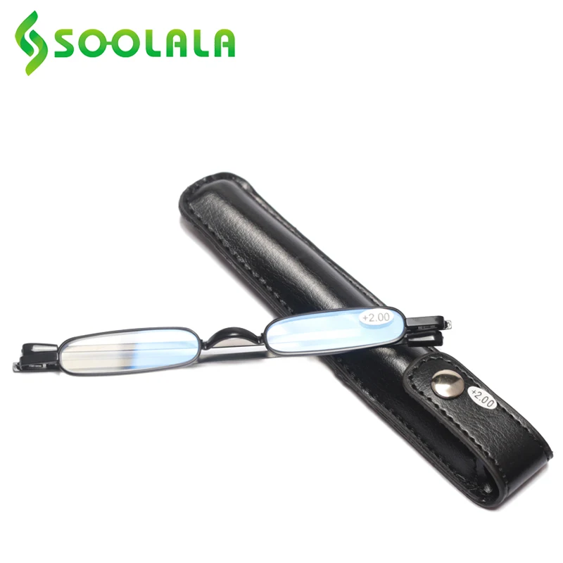 Top Trends: SOOLALA Metal Rectangle Portable Slim Mini Anti Blue Light Reading Glasses With Cases Men Women Presbyopic Magnifying Glasses Shoppable Styles