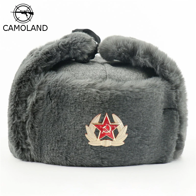 Top Trends: Soviet Army Military Badge Russia Ushanka Bomber Hats Pilot Trapper Trooper Hat Winter Faux Rabbit Fur Earflap Men Snow Caps Shoppable Styles