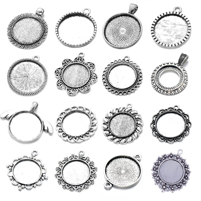 Top Trends: 10pcs / lot 25mm Cabochon Base Charm Pendant Bezels Setting For Pendant Necklace DIY Jewelry Making Crafts Accessories Findings Shoppable Styles