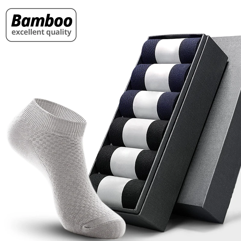 Top Trends: HSS 5Pairs / lot Men Socks Bamboo Fiber Short Ankle Socks High Quality Summer Winter Business Breathable Male Sock Meias Man Sox Shoppable Styles