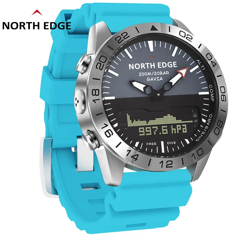 Top Trends: NORTH EDGE Men‘s Dive Sports Digital Watch Military Army Luxury Full Steel Business Waterproof 200m Altimeter Compass Shoppable Styles