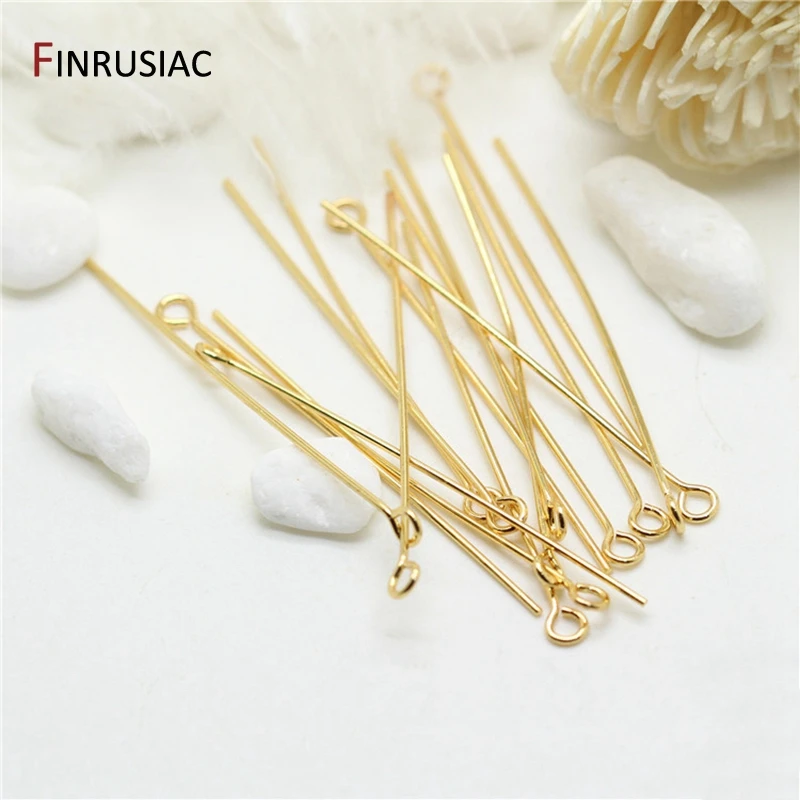 Top Trends: Head Pins For Jewelry Making High Quality Copper Metal 14K Real Gold Plated Needle Eye Pin Wholesale Connector Pins Material Shoppable Styles