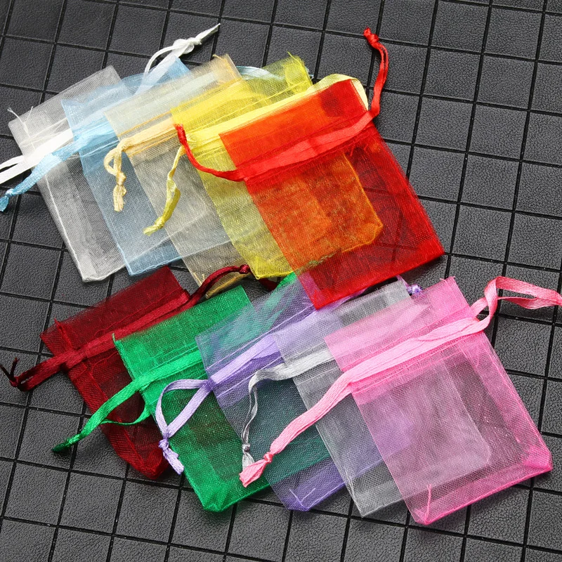 Top Trends: 50pcs / lot 4Size Tulle Drawstring Organza Bags Jewelry Packaging Bags Candy Wedding Bags Party Gifts Pouches Wholesale Shoppable Styles