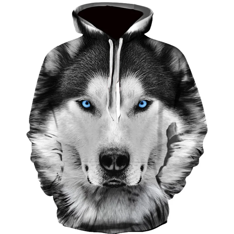 Top Trends: Spring And Autumn Men's Junior Wolf Hoodie Fashion 3D Wolf Printing Loose Streetwear 2021 Funny Animal Street Hip Hop Sweatshirt Shoppable Styles