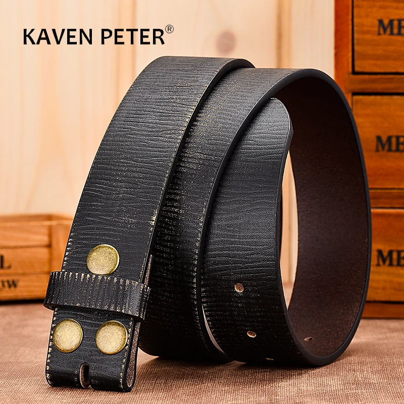 Top Trends: Genuine Leather Belt Without Buckle Vintage Strap For Men Jeans 3.8 CM Width Handmade Retro Cowskin Strap One Layer Leather Shoppable Styles