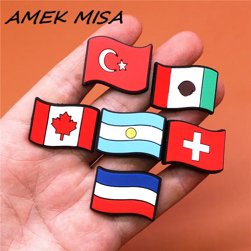 Top Trends: FreeShipping Shoe Charms Accessories PVC Shoe Buttons Sandals Charm Decoration Turkey Mexico Lsrael Netherlands Flag U217 Shoppable Styles