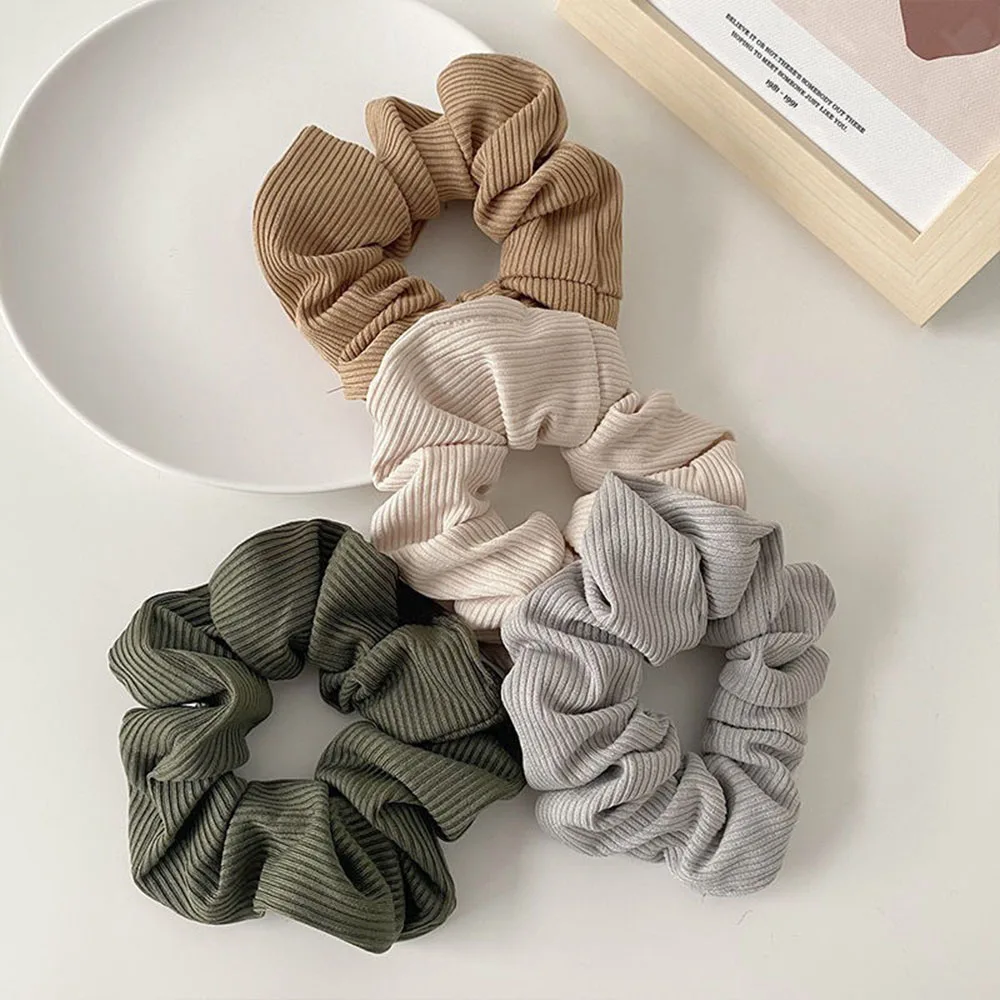 Top Trends: 2022 New Solid Color Corduroy Stripe Hair Scrunchie Elastic Hair Bands Korean Hair Accessories For Women Girls Ponytail Headwear Shoppable Styles