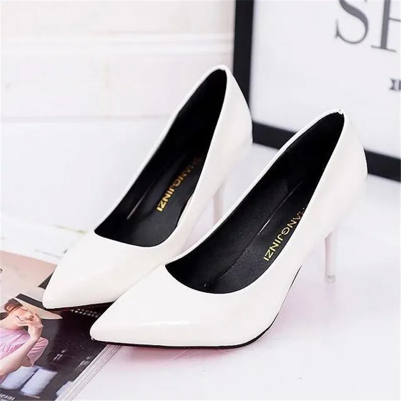 Top Trends: Hot Selling Women Shoes Pointed Toe Pumps Patent Leather Dress Red 8CM High Heels Boat Shoes Shadow Wedding Shoes Zapatos Mujer Shoppable Styles - Image 3