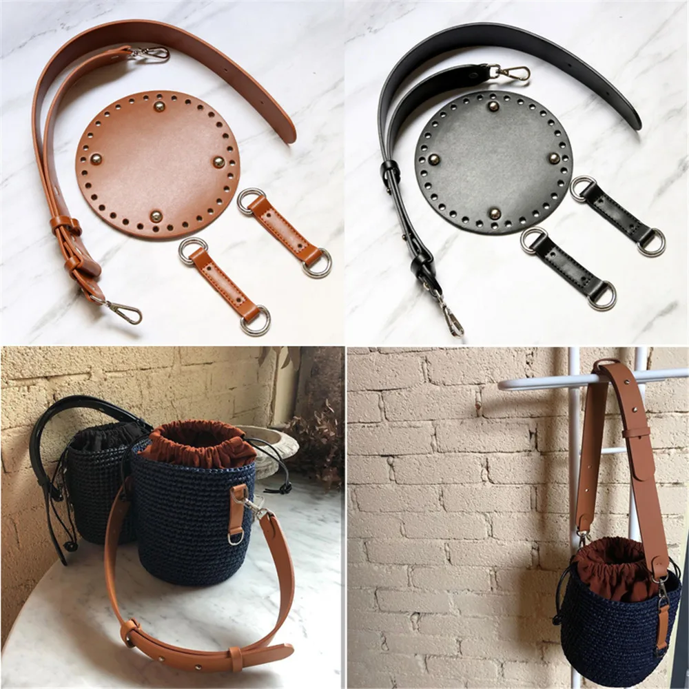 Top Trends: Leather Parts For Bag DIY Bottom Wide Shoulder Strap Bag Set Handmade Handbag Accessories For Woven Bucket Bag Shoppable Styles