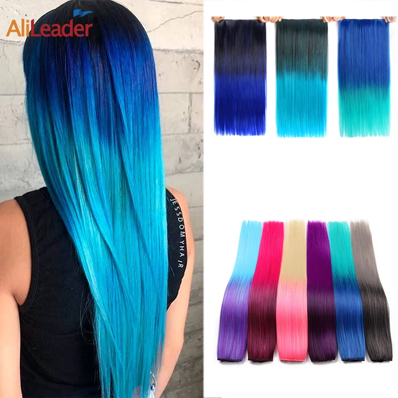 Top Trends: Synthetic 22Inch Clips In Hair Extension Long Straight Synthetic Hair Extensions 5Clip In Ombre Black Brown Red Gray Hairpiece Shoppable Styles