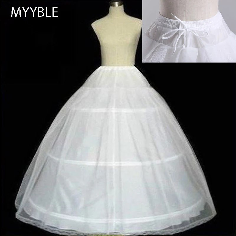 Top Trends: MYYBLE High Quality White 3 Hoops A-Line Petticoat Crinoline Slip Underskirt For Ball Gown Wedding Dress In Stock Shoppable Styles