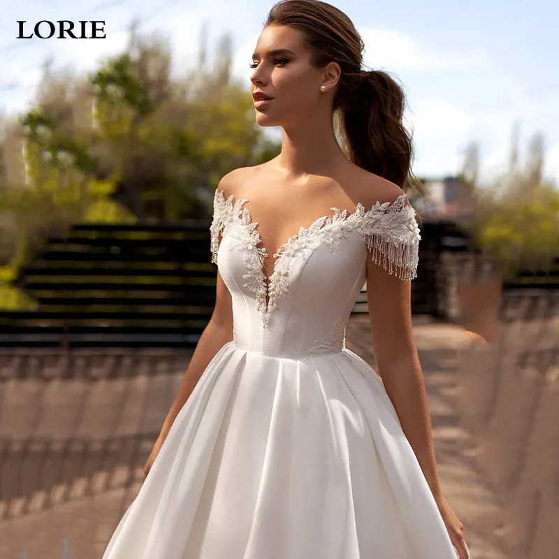 Top Trends: LORIE Princess Wedding Dress A Line Beaded Lace Appliques Bride Dresses Illusion Back Party Dress Long Train Wedding Gowns Shoppable Styles