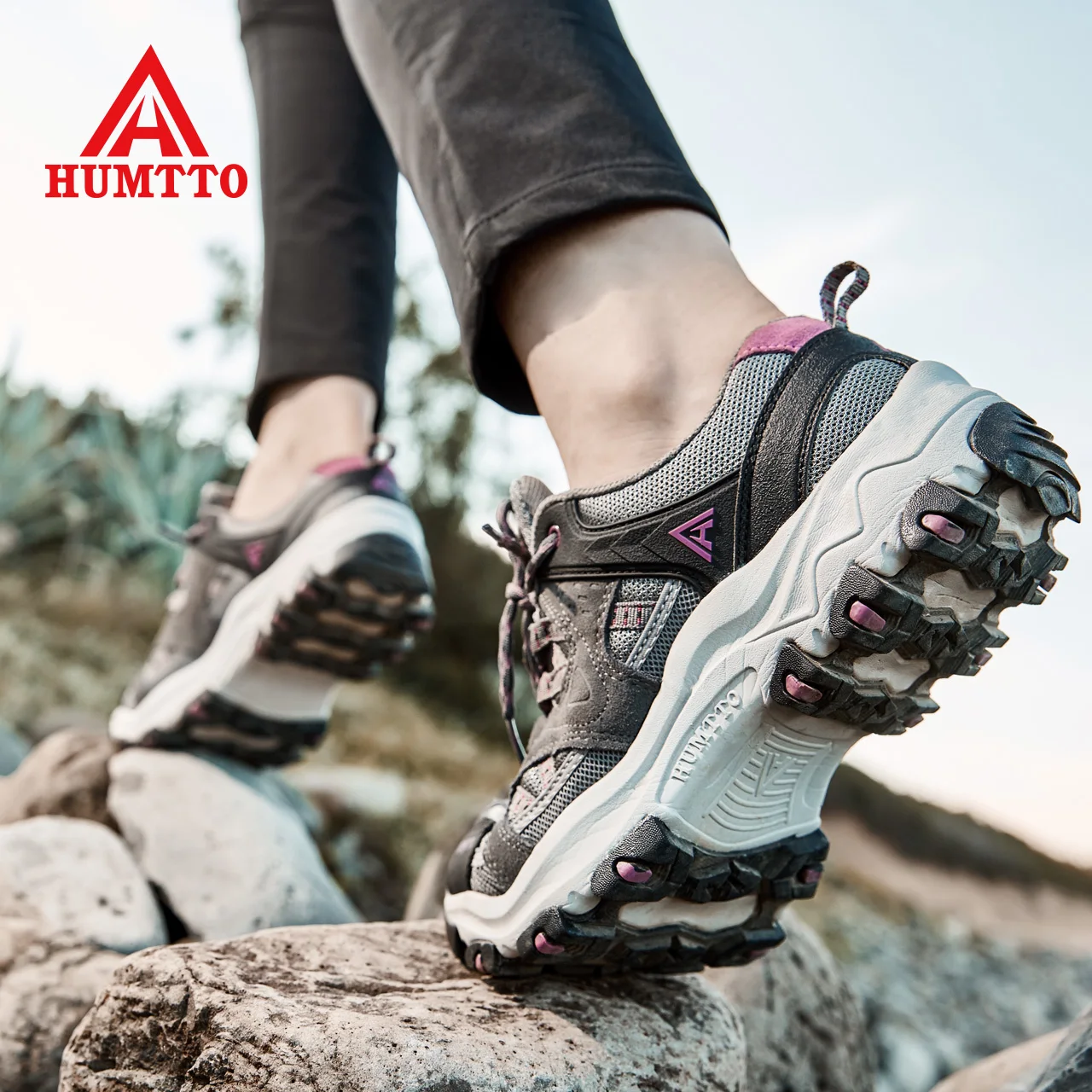 Top Trends: HUMTTO New Outdoor Women's Sneakers Hiking Shoes For Women 2021 Sport Climbing Female Shoes Leather Camping Trekking Boots Woman Shoppable Styles