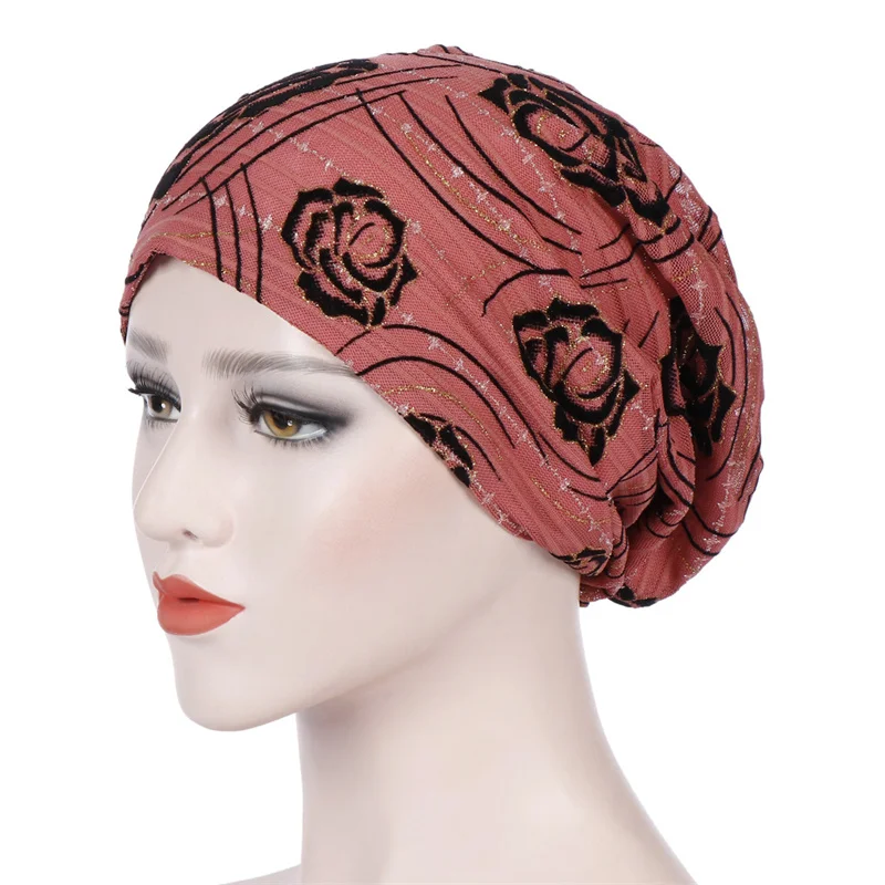 Top Trends: Creative Rose Flower Lace Turban Scarf Caps Summer Autumn Muslim Cap Chemo Beanie Hat Women Hair Accessories Female Head Wrap Shoppable Styles