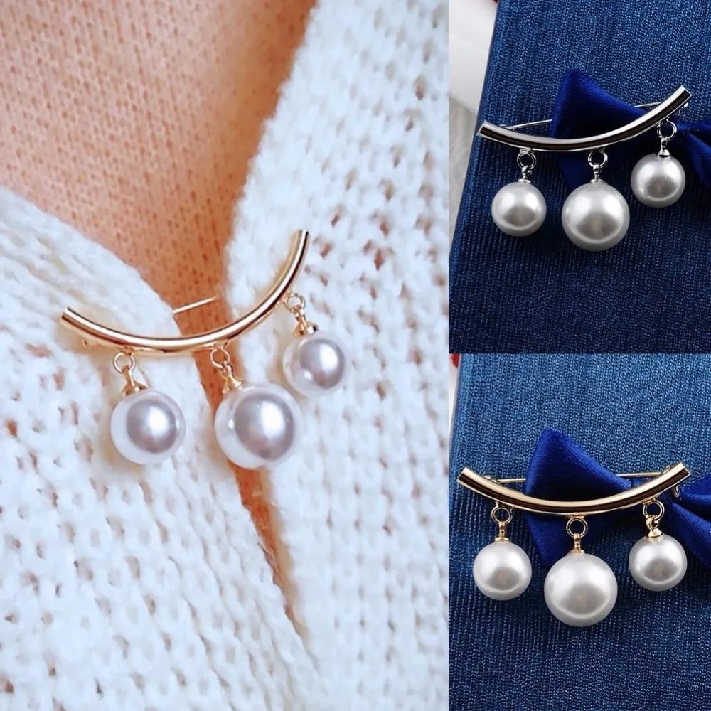 Top Trends: Fashion Pearl Fixed Strap Charm Safety Pin Brooch Sweater Cardigan Clip Chain Brooches Jewelry Shoppable Styles