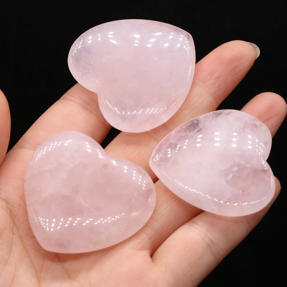 Top Trends: 1PC Natural Stone Rose Quartz Heart Chakra Healing Reiki Gem Home Decor DIY Gift Fashion Jewelry Charm Accessories 40mm Shoppable Styles