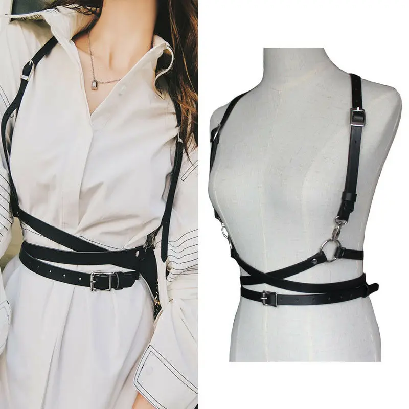 Top Trends: Fashion New Women Ladies Harness Extenders Leather Vest Faux Leather Cage Chest Sculpting Body Harness Strap Waist Belt Cincher Shoppable Styles - Image 6