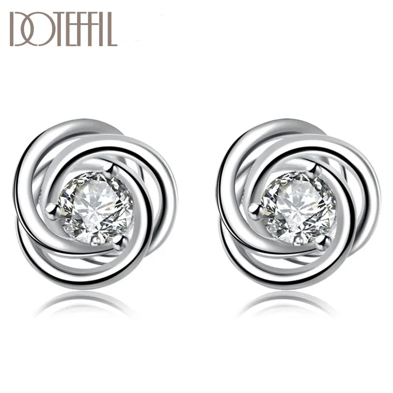 Top Trends: DOTEFFIL 925 Sterling Silver Geometric AAA Zircon Earrings High Quality Charm Women Fashion Jewelry Wedding Party Gift Shoppable Styles