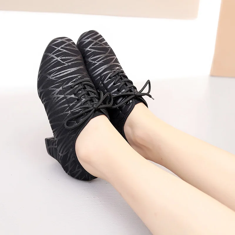 Top Trends: Sneakers Woman Female Teacher Two Points Square Latin Dance Shoes Sports Cowhide Dancing Shoes Ballroom Leather Women Shoes Shoppable Styles